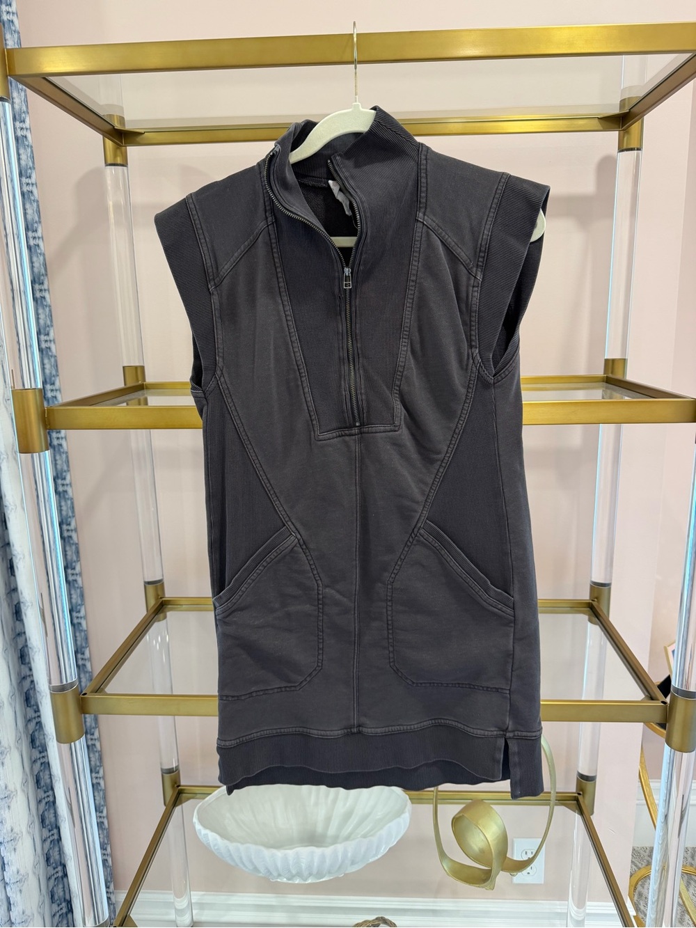 Anthropologie Charcoal Sleeveless Zip-Neck Dress